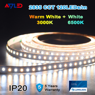 ডায়নামিক টিউনেবল সাদা LED স্ট্রিপ লাইট 12V জলরোধী